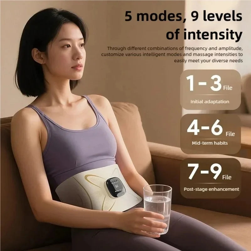 New Electric Abdominal Massager with 4 Temperature Settings and Pulse Massage Function for Fat Burning and Weight Loss Vibrator