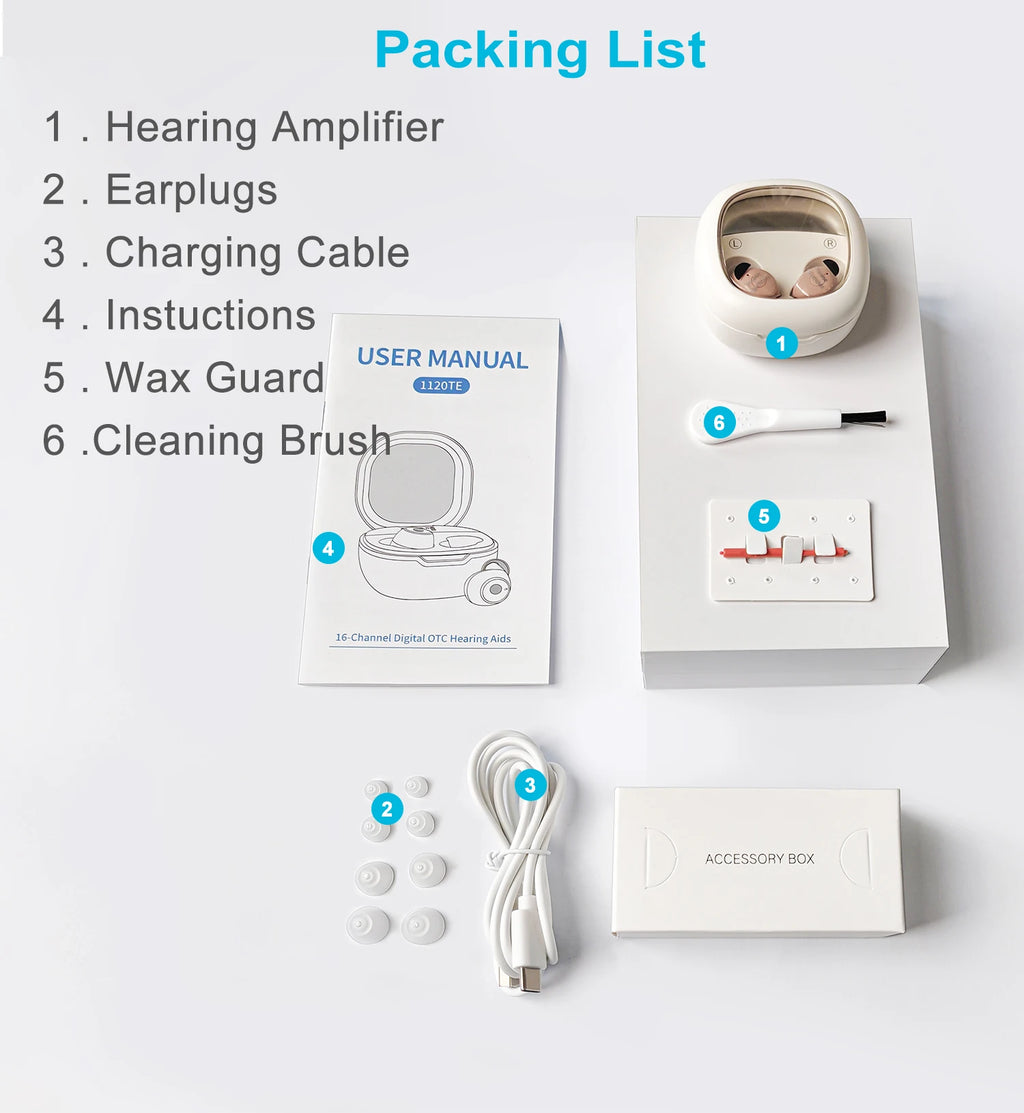 Newest 16 Channels Hearing Aid For Deafness Elderly Bluetooth Hearing Aids App Control Rechargeable Sound Amplifier Audifonos