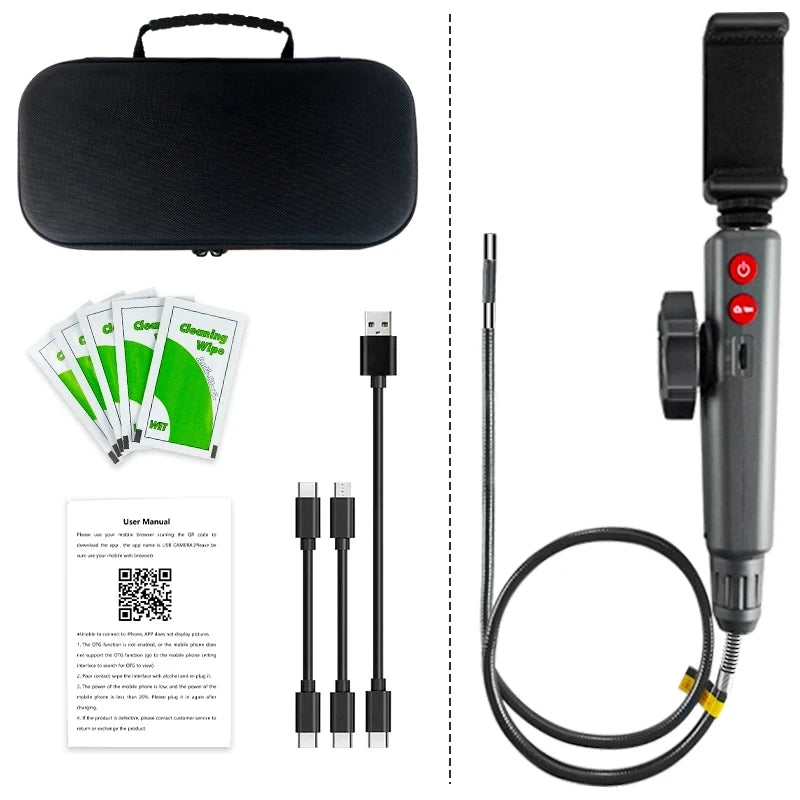6.0MM/8.0MM 2.0MP 180 Degree Steering Industrial Endoscope Cars Inspection Borescope Camera With 8 LED for iPhone Android PC