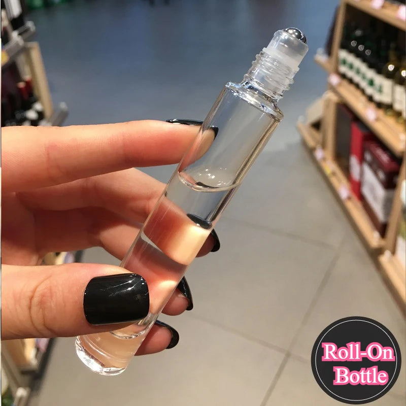 20 PCS Perfume Bottle 10ml Glass Roll on Bottle Luxury Perfume Atomizer Travel Portable Sample Test Essential Oil Roll-On Bottle