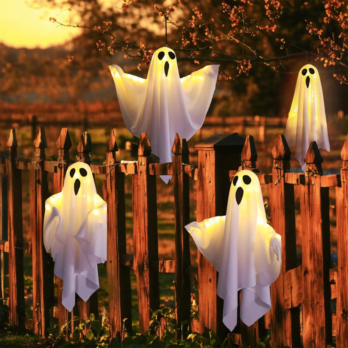 Halloween Ghost Hanging Decorations Halloween Hanging Light Up White Flying Ghosts Tree Window Wall Scary Ornament 2026