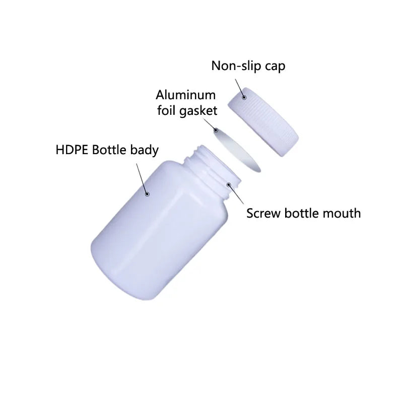 30PCS 15ml-100ml Plastic Reagent Packing Refillable Bottles HDPE White Empty Seal Containers Medicine Pill Solid Powder Vials