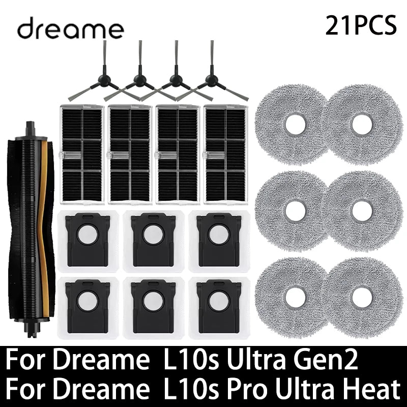 For Dreame L10s Ultra Gen2 / L10s Pro Ultra Heat Vacuum Cleaner Replacement Accessories Main Side Brush HEPA Filter Mop Dust Bag