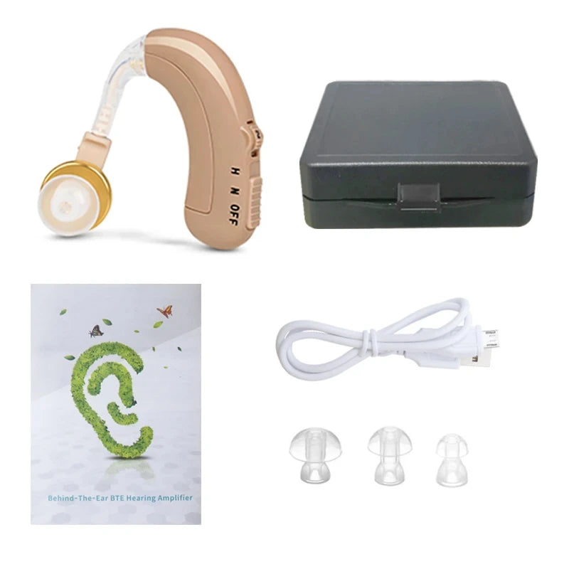 Battery Adjustable Tone Hearing Aid Rechargeable Ear Hearing Amplifier Hearing Aids Device for Elderly Hearing Loss Lightweight