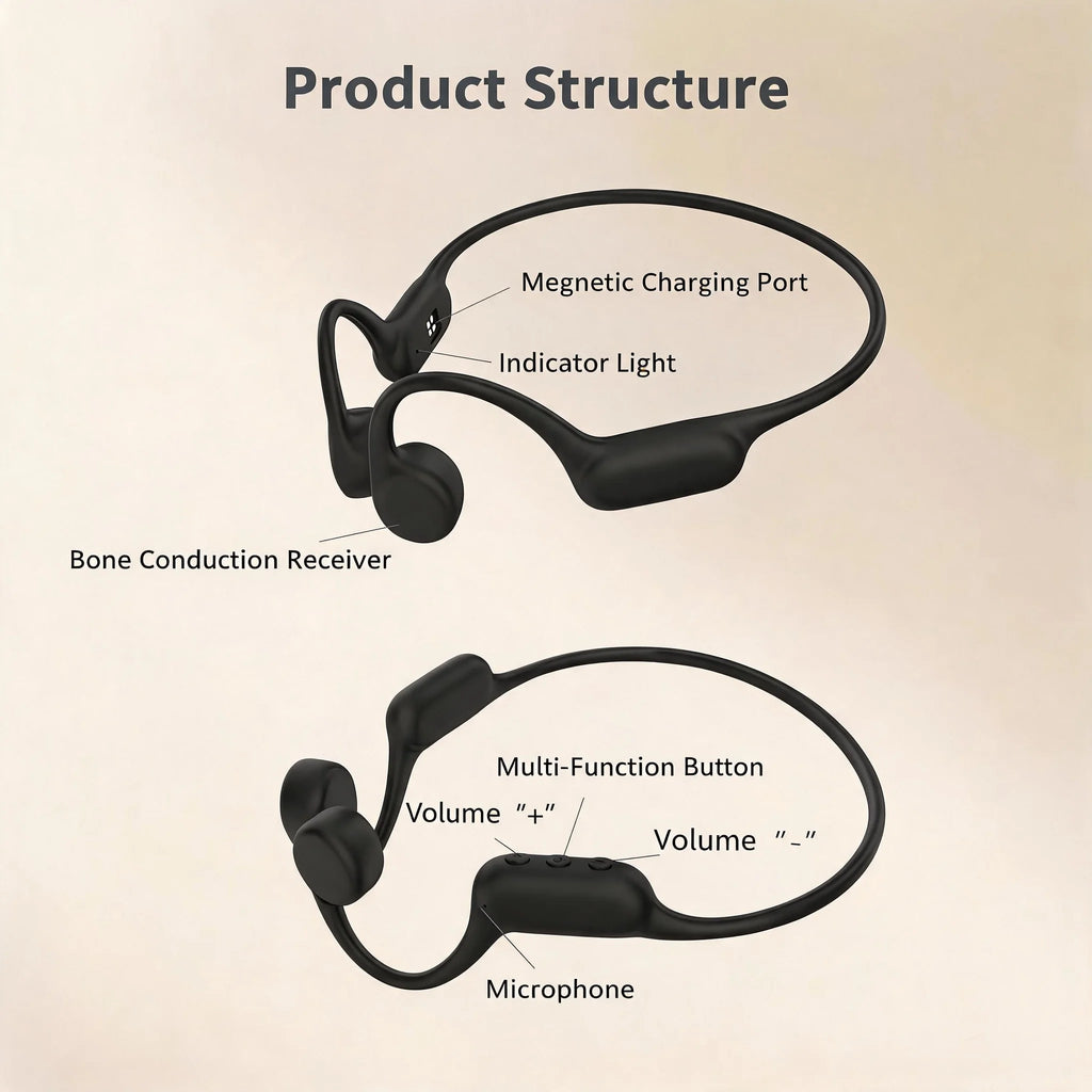 Open Ear Bone Conduction Hearing Aid Bluetooth Headphones for Deaf Multi Channel Rechargeable Hearing Aids