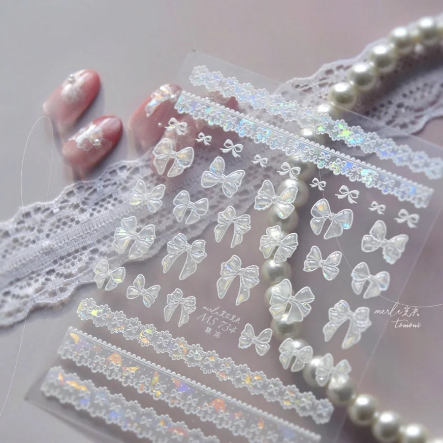 1pcs 5D Shell Light Nail Stickers Fashion Gold Border Love Heart Bowknot Moon Star Art Decal High Quality Manicure Decorations