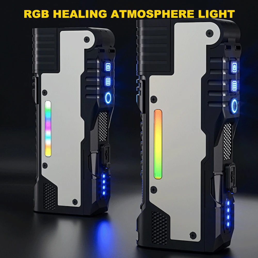 Asafee M20 Multi-functional Foldable Magnet Flashlight 3 Lighting Modes  Rechargeable Torch RGB Atmosphere LED  Work Flashlight