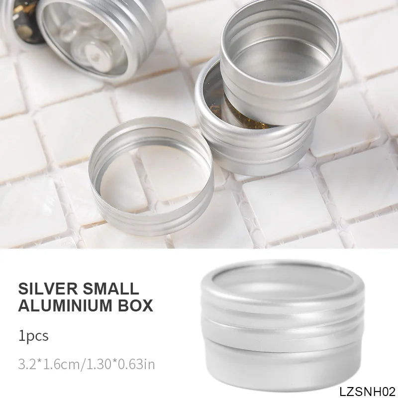 Multifunctional Silver Aluminum Empty Cans Cosmetic Container Lip Balm Nail Art Makeup Cream Jar Storage Box Nail Supplies
