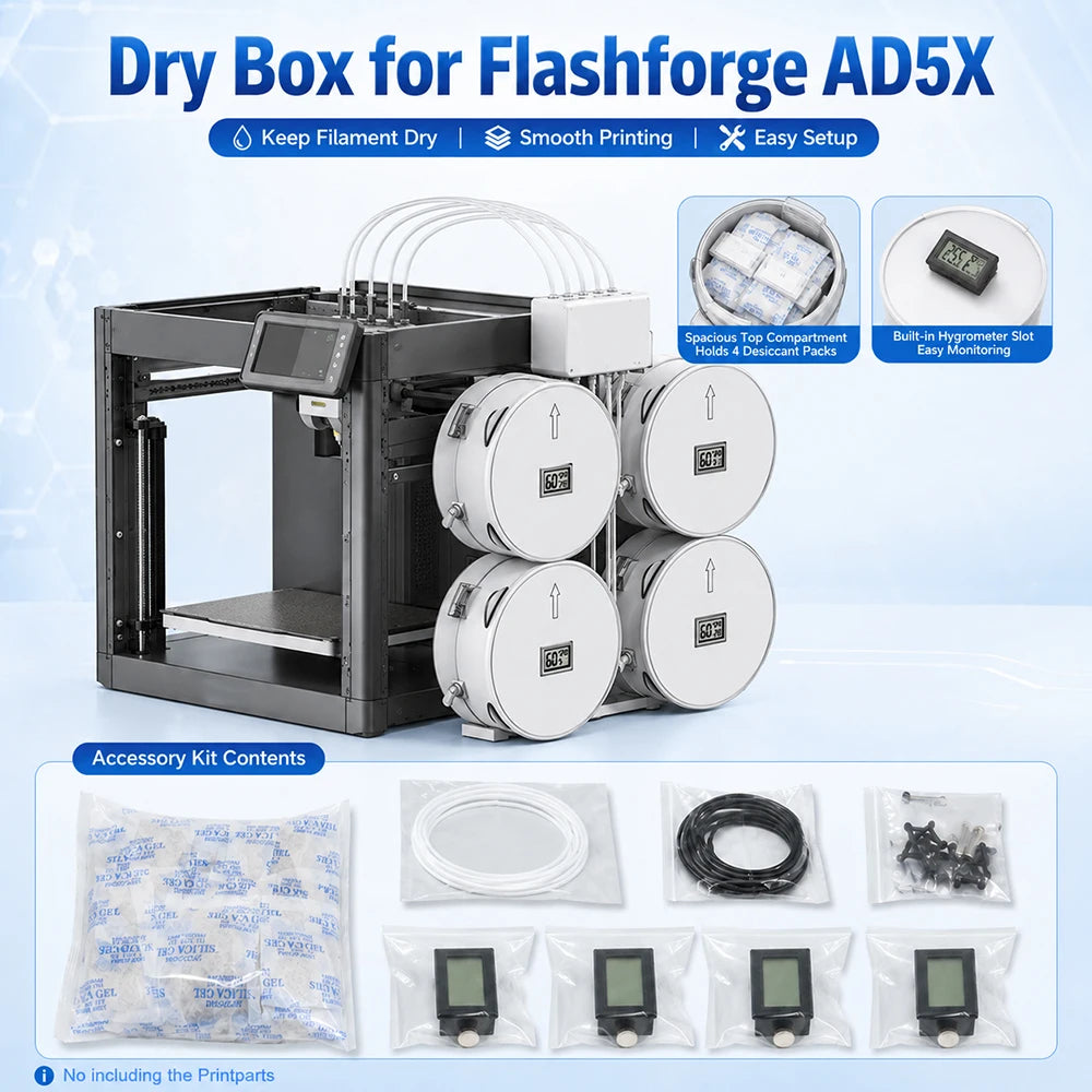 For FlashForge AD5X Filament Dry Box Environment for Drying Filaments to Improve Print Quality Kit For AD5X