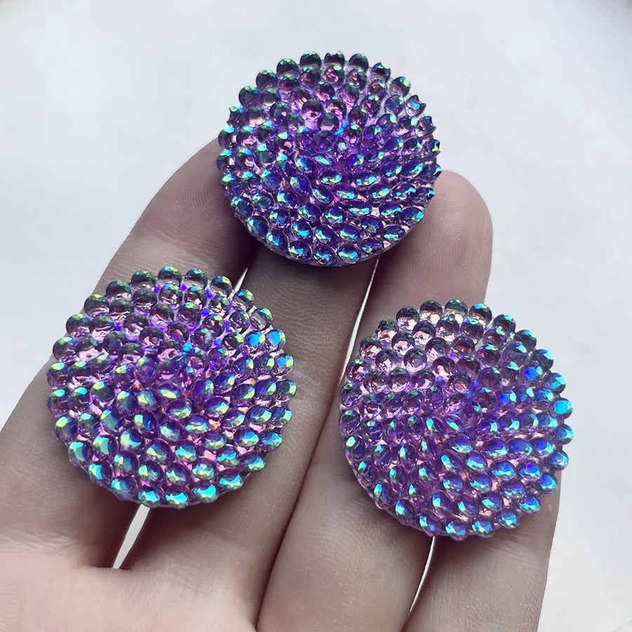 10pcs 30mm shiny round flowers Flat Back Rhinestone diy Jewelry Indigenous earrings for wedding decoration Handmade accessories