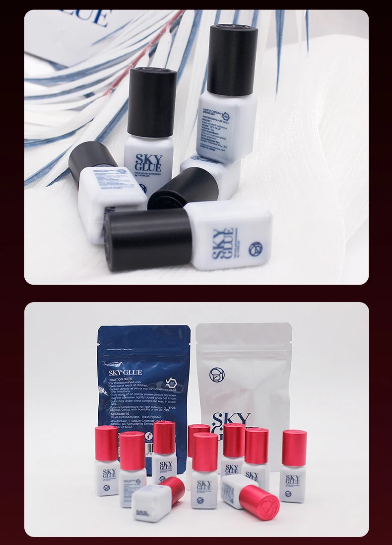 10 Bottles SKY S+ Glue Eyelash Extension 5ml Korea Original Black Red Cap False Lash Sky Adhesive Supplies Makeup Tools Colas