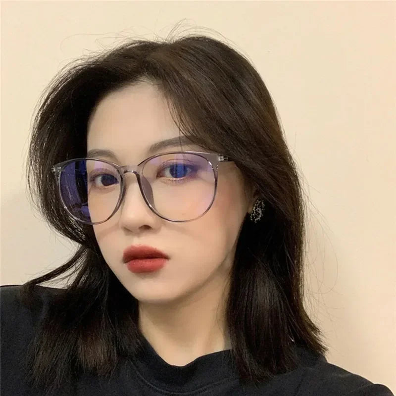 Transparent Computer Plano Glasses Round Frame for Women Men Anti Blue Light Clear Eyewear Blocking Optical Spectacle Eyeglasses