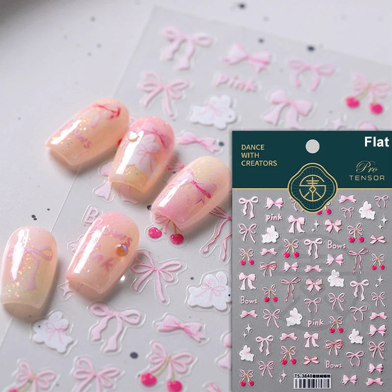 1pcs 5D Shell Light Nail Stickers Fashion Gold Border Love Heart Bowknot Moon Star Art Decal High Quality Manicure Decorations
