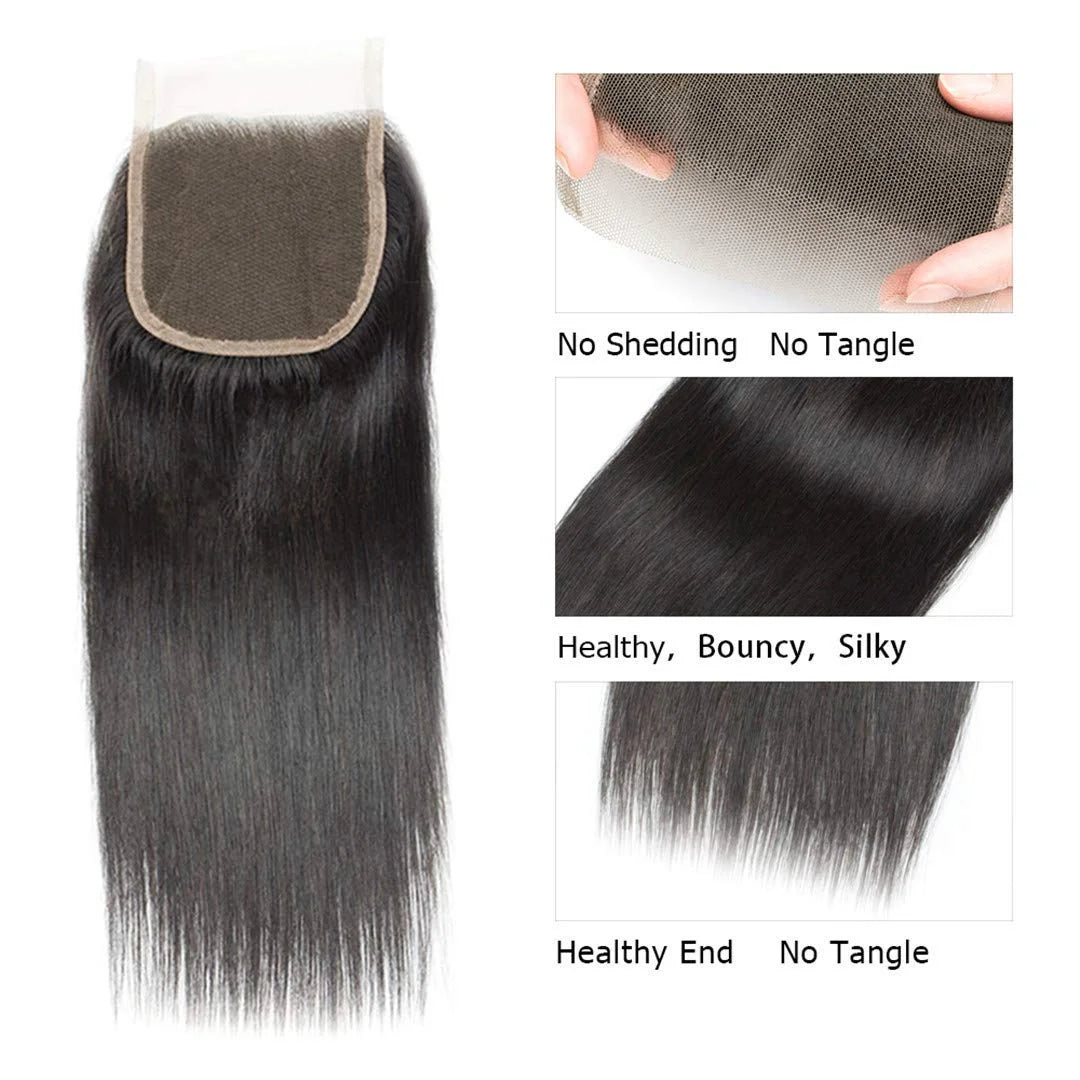 13x4 Lace Front Closure Human Hair Ear to Ear Transparent Lace Frontal Closure Straight Hair Extensions Human Hair Pre Plucke