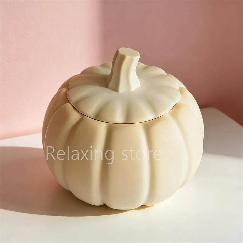 Pumpkin Shape Plaster Storage Box Candle Cup Silicone Molds Halloween Storage Jar Cement Flowerpot Home Decoration Mould