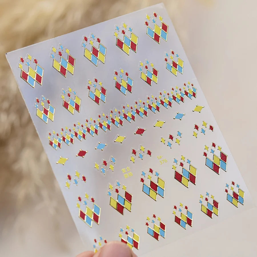 1pcs 5D Shell Light Nail Stickers Fashion Gold Border Love Heart Bowknot Moon Star Art Decal High Quality Manicure Decorations