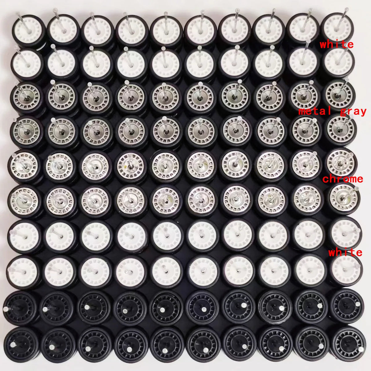 50 Sets 1/64 Wheels Pack with Rubber Tires Axles for 1:64 Matchbox Domeka Hotwheel Diecast Car Model Cars Wholesale