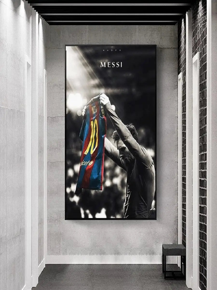 Messi Football Icon Vintage Poster Frameless Wall Art for Home Decor Perfect Gift for Soccer Fans  Club Collectors