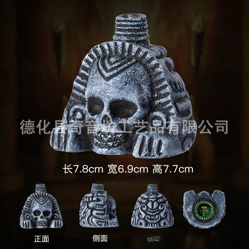 1PC Aztec Death Whistle Skull Head, Eerie Screaming Noise Maker for Party Prank or Halloween Gift of Resin Craft Toy