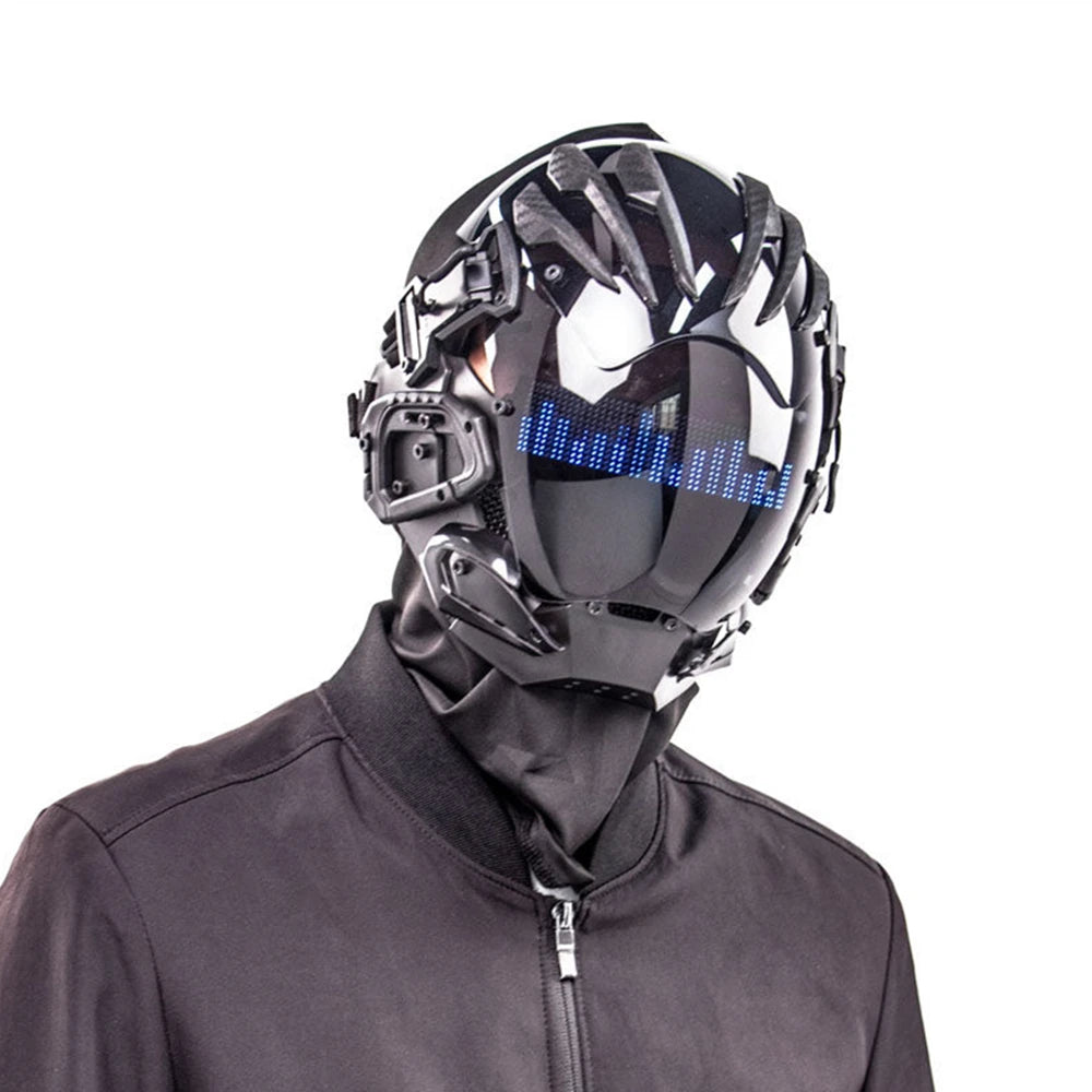 Cyber punk Mask LED Hairstyle Braid Halloween Christmas Role Playing Helmet Party Adult Gift ﻿
