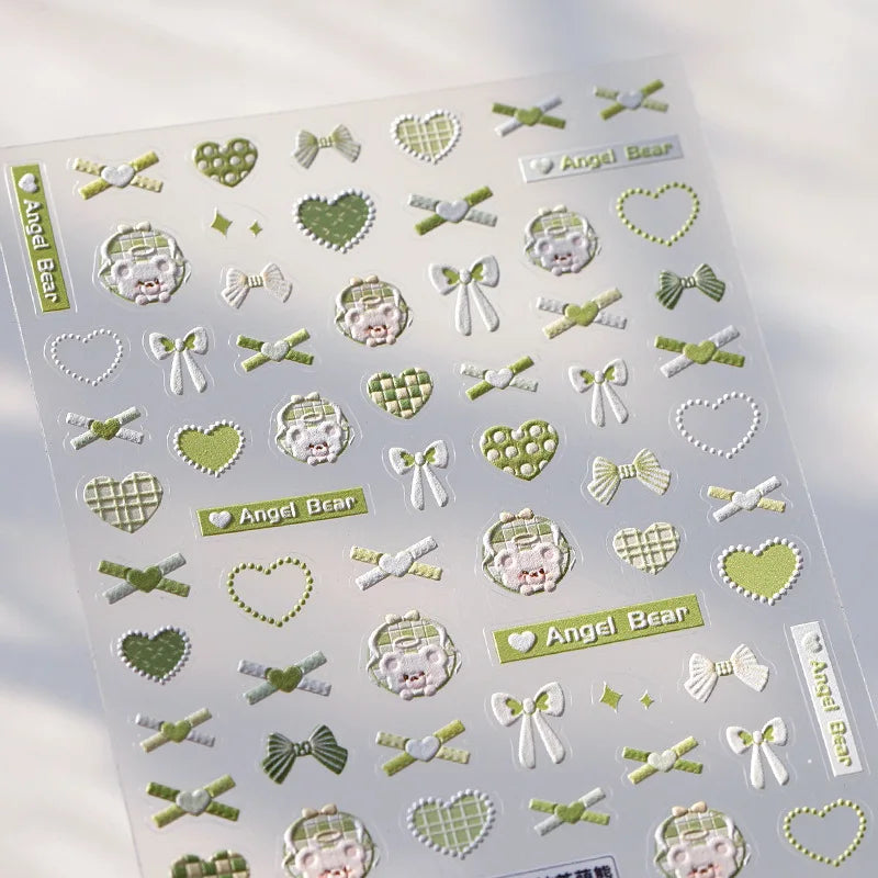1pcs 5D Shell Light Nail Stickers Fashion Gold Border Love Heart Bowknot Moon Star Art Decal High Quality Manicure Decorations
