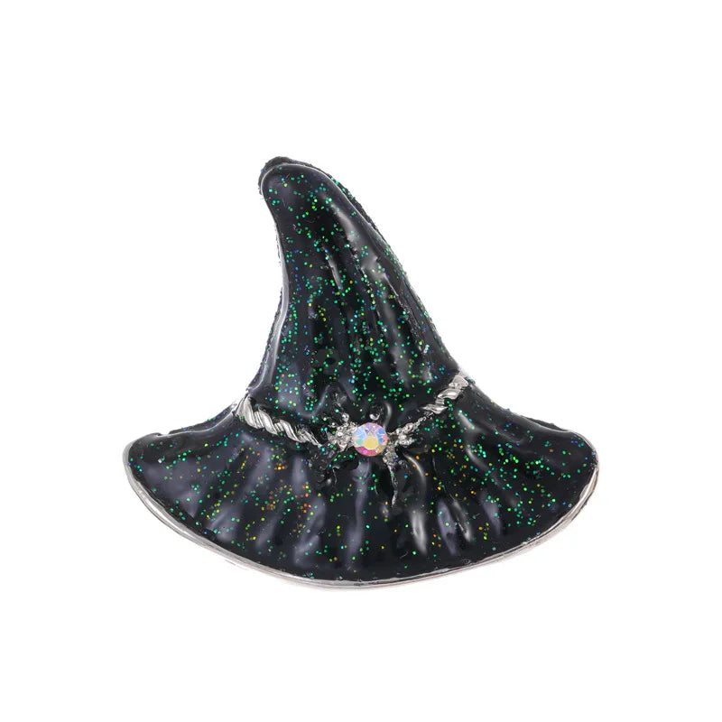 Halloween Witch Hat Brooch Terror Ghost Wizard Pin Metal Rhinestones Accessories For Men And Women Jewelry Gifts Wholesale