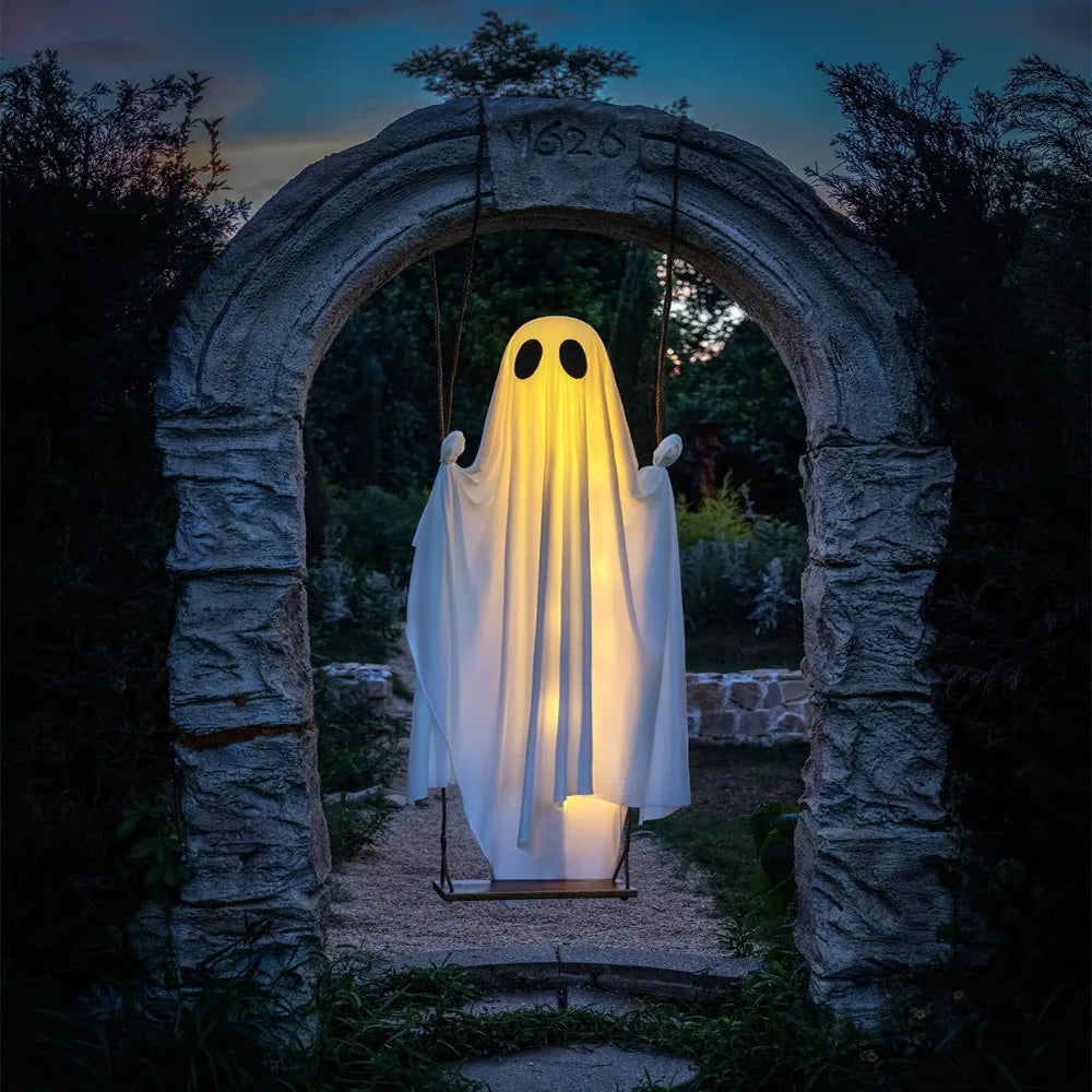 Luminous Halloween Hanging Swing Ghost Large Adjustable Brightness Yard Flying Ghost Swing Ornament LED Remote-controlled