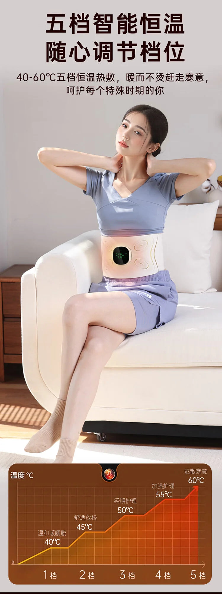 Portable EMS Microcurrent Abdominal Waist Massage Belt Multiuse For Home Workout