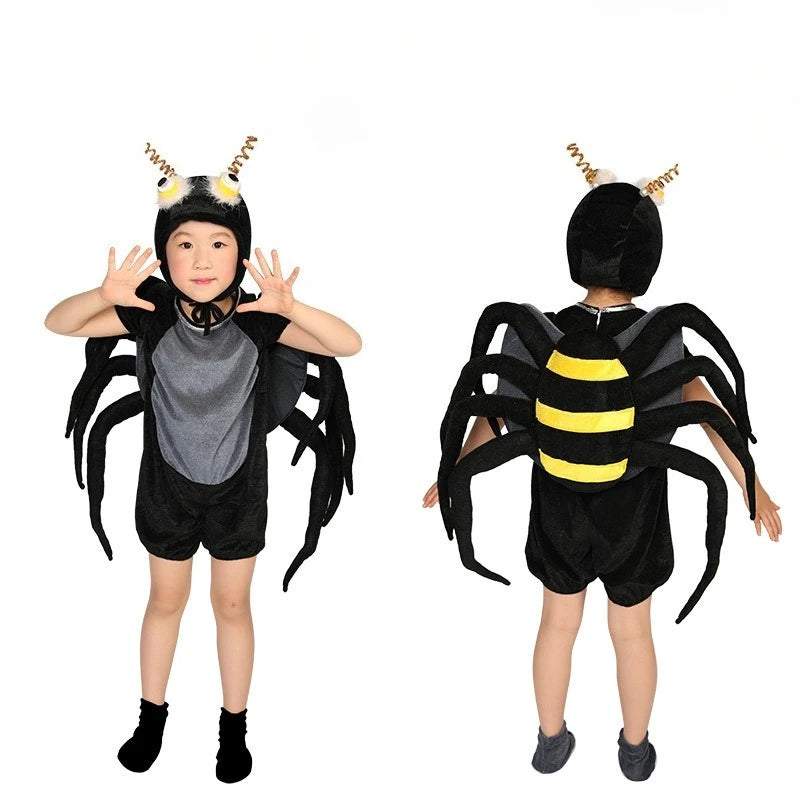 Children’s Spider Crab Plush Animal Style Halloween Festival Birthday School Stage Role Play Cotton Dress Outfit For Boys Girls