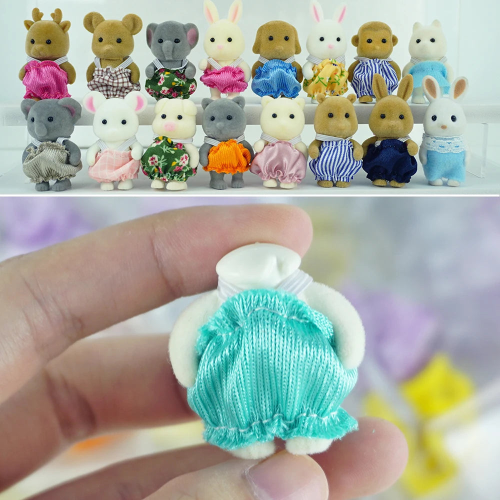 1/12 Forest Animal Baby Colorful Small Blue Cat Brown Rabbit Reideer 8Pcs Miniature Dollhouse Model Pretend Play Girl Gift Toy