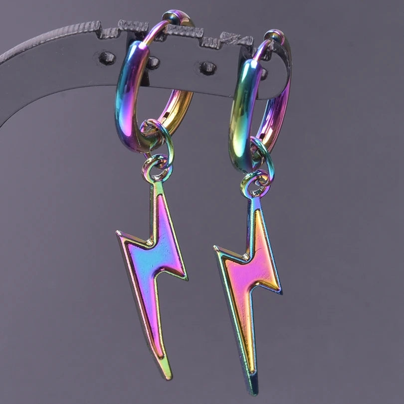 Multistyle Rainbow Ear Jewelry Stainless Steel Hoops Fashion Alloy Heart Wings  Witch Hat Foot Sun Charm Earrings For Women Men