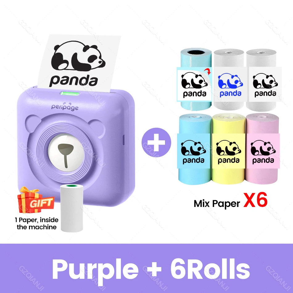 PeriPage A6 Mini Portable Thermal Printer Photo Pocket Label Sticker Printer Color Paper Roll 58mm Wireless Picture Print Maker