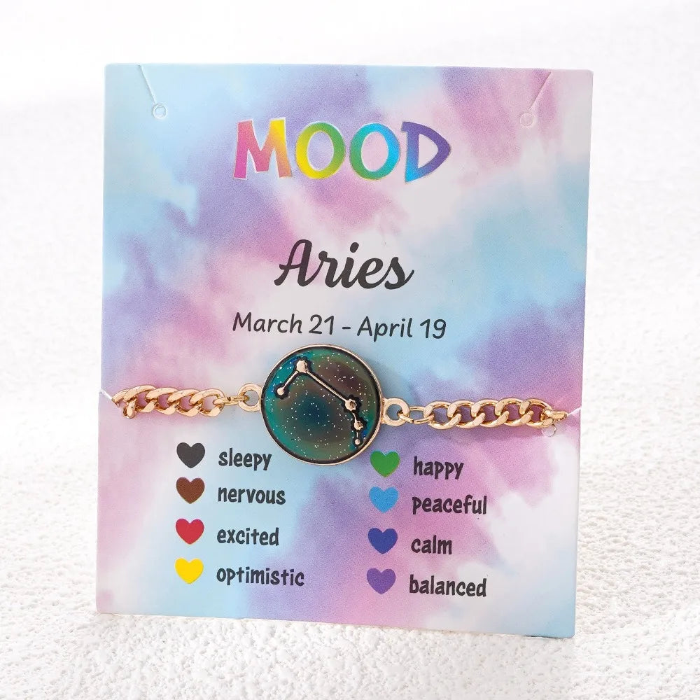 Zodiac Bracelet for Women 12 Constellation Sign Bracelet Color Changing Bracelet Temperature Sensing Mood Jewelry