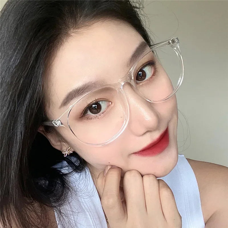 Transparent Computer Plano Glasses Round Frame for Women Men Anti Blue Light Clear Eyewear Blocking Optical Spectacle Eyeglasses