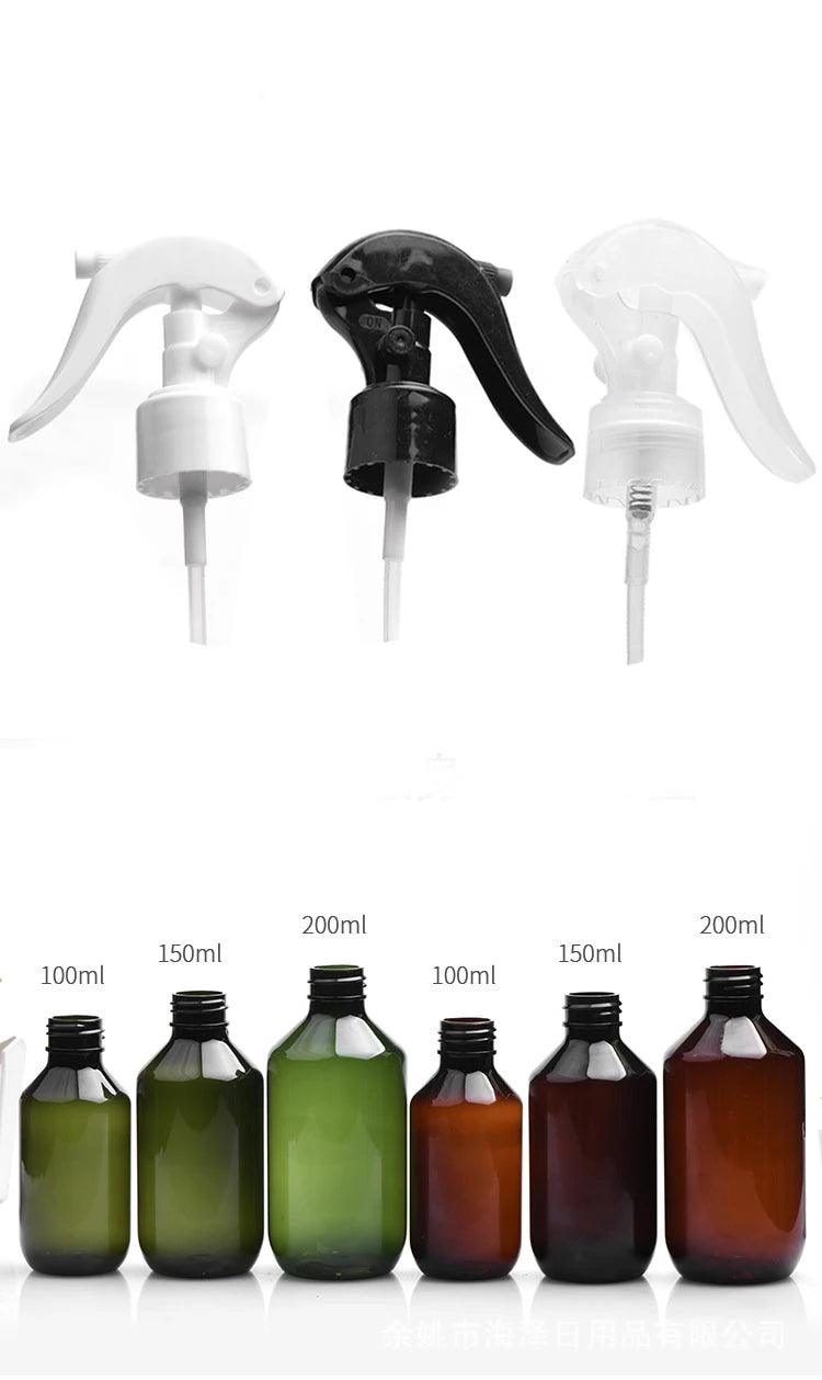 10/20/50pcs 100ml Green Plastic Bottle With Spray 150ml Brown Perfume Trigger Sprayer Refill Bottle 200ml PET Container HZ62001