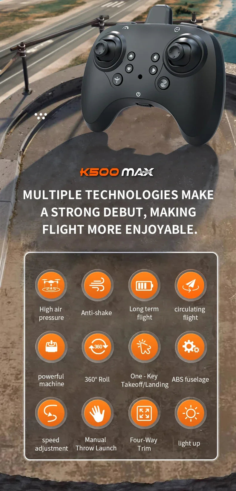 K500 MAX RC Plane Fighter 2.4G Remote Control Stunt Glider 360 ° Rolling Flight Flying EPP Foam Airplane with LED Toys for Kids