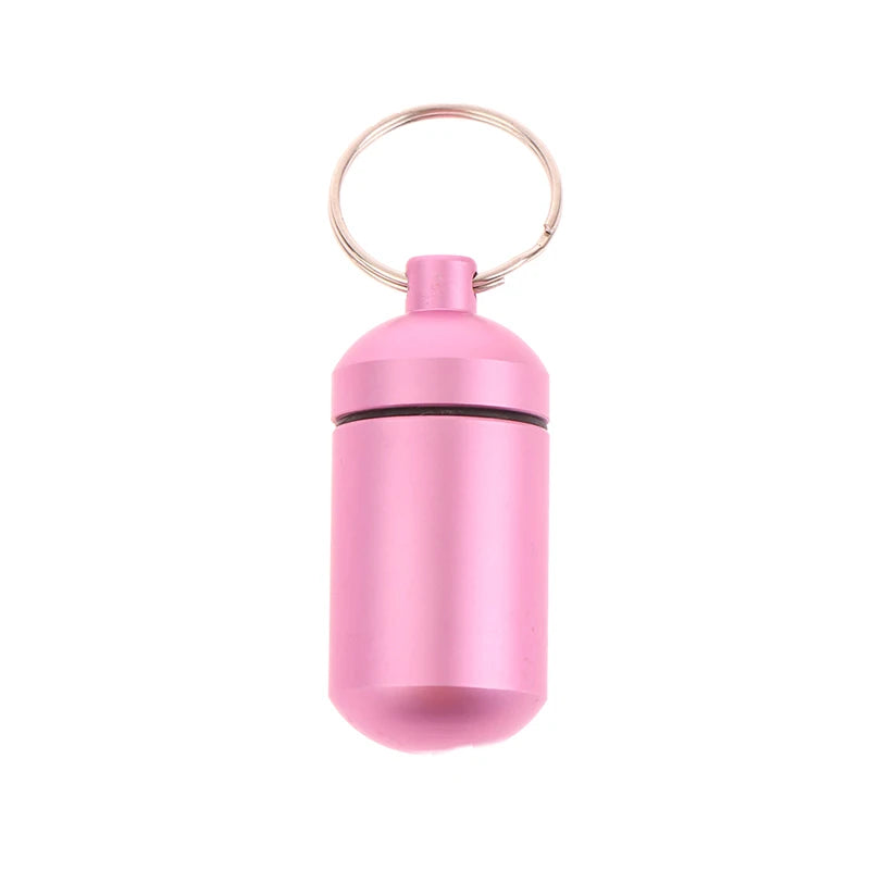 1Pcs Portable Outdoor Waterproof Survival Sealed Pill Box Capsule Seal Bottle  Storage Box  Mini With Keyring Sealed Tank Alloy