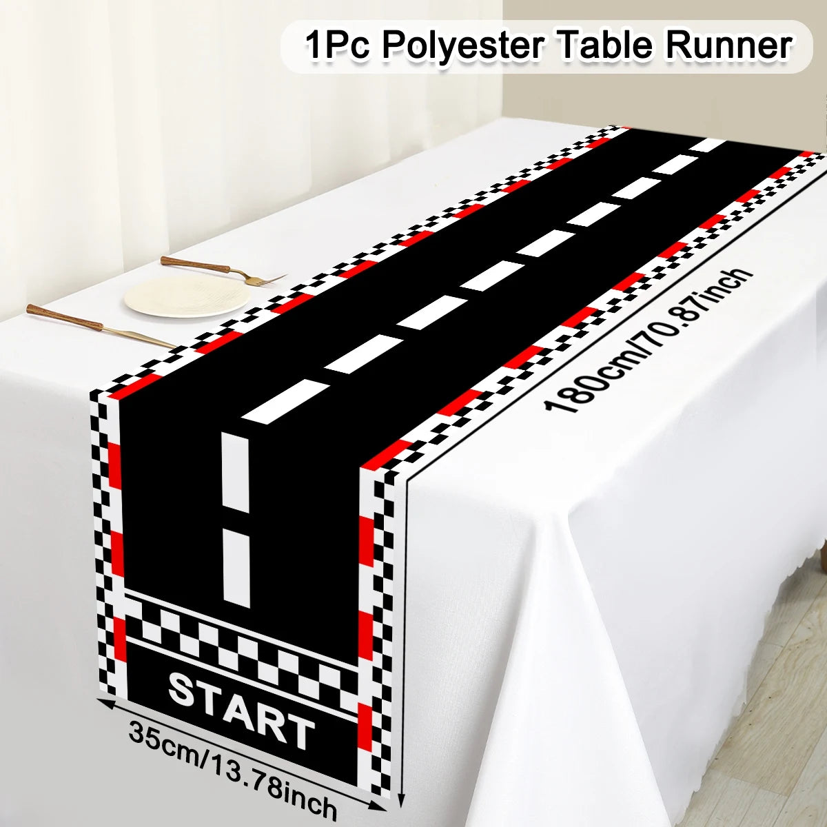 1pc Racing Car Birthday Party Table Cover Polyester Table Runner for Birthday Party Kitchen Home Decor