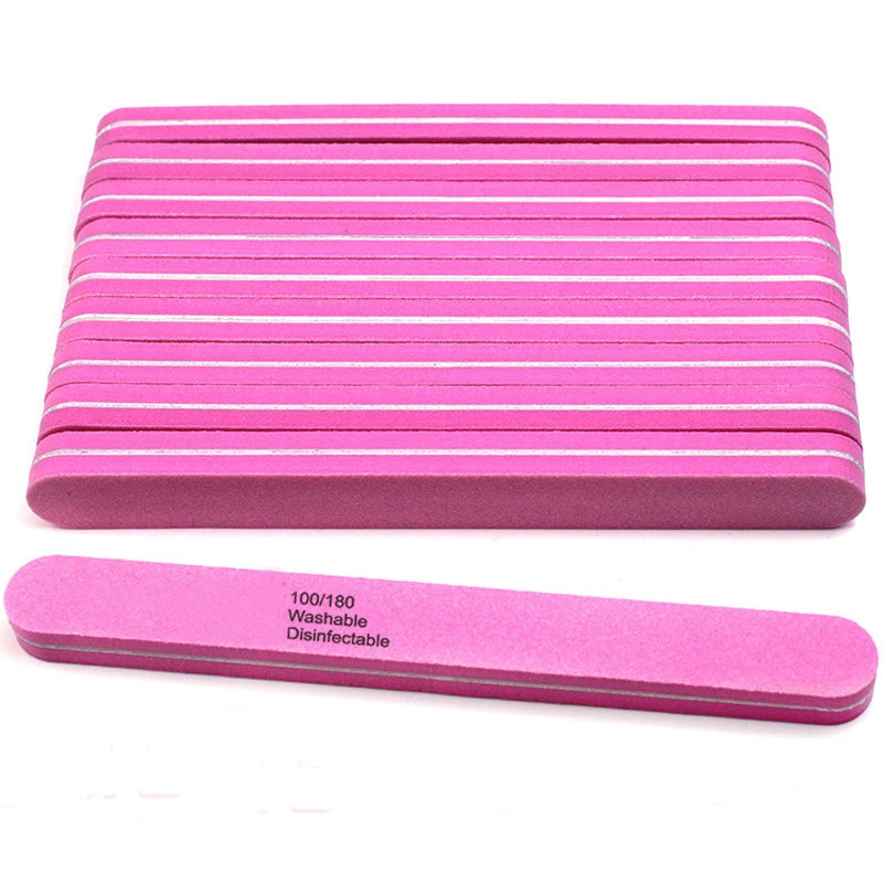 10pcs/lot Professional Nail Files 100/180 Washable Nail Art Sanding Buffing Manicure Tools Set Polish Buffer Removal Sponge