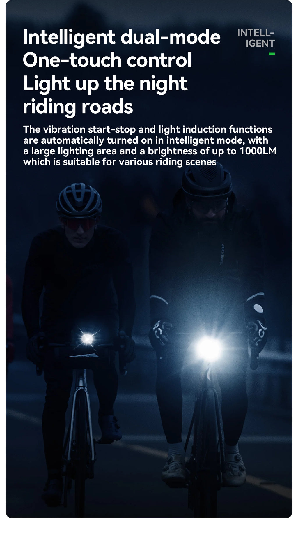 ROCKBROS 1000LM Bike Light Bicycle Front Light Type-C Headlight Smart Power Display Screen MTB Road Cycling Flash Highlight