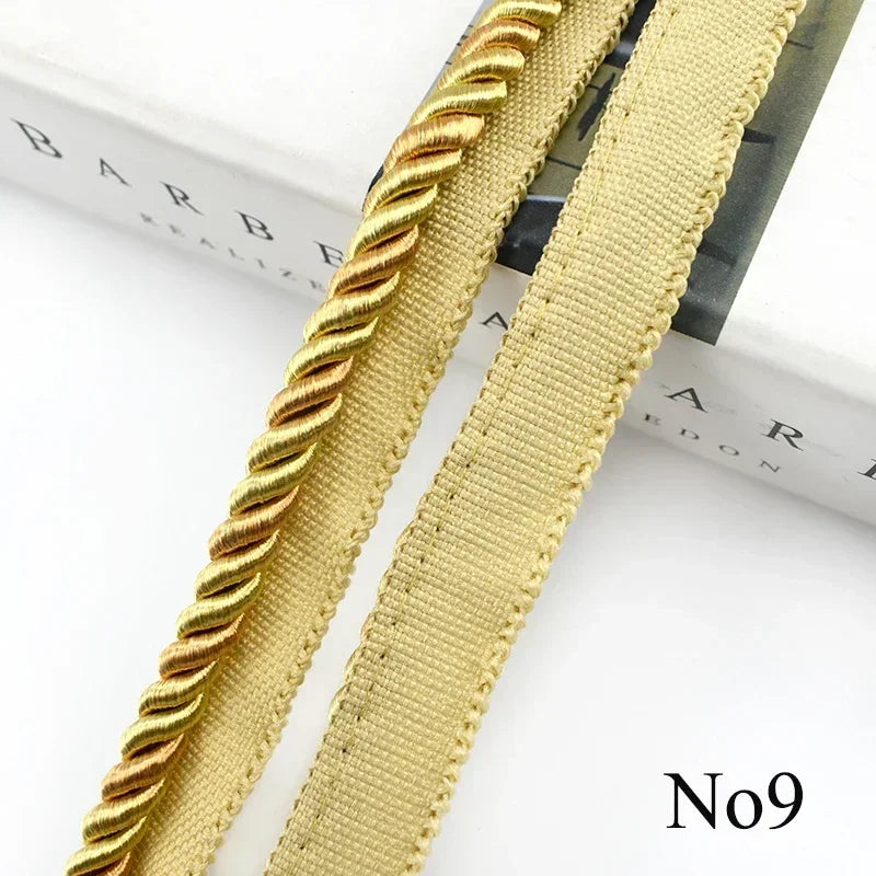 2/6/12M Meetee 6mm Two-color Lace Rope Trim Decorative Strap Webbing Cord for Sofa Curtain Sewing Handmade Material Accessories