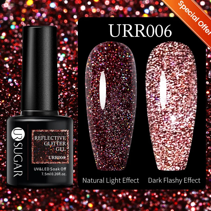 UR SUGAR 7.5ml Reflective Magnetic Gel Nail Polish Glitter Silver Pink Magnet Gel Soak Off UV LED Nail Manicure Varnish UV Gel