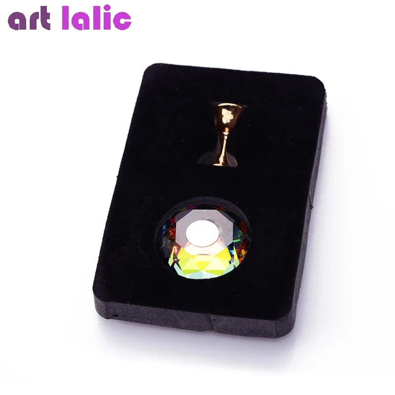Professional Acrylic Crystal Alloy Magnetic Nail Holder for DIY Manicure Practice Training Display Stand for False Nail Tips