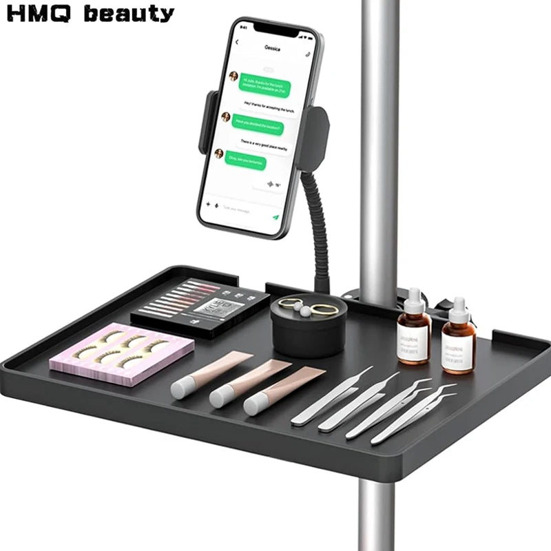 Adjustable Lash Tray Holder for Ring Light – Clip-On Organizer Stand with Phone Holder for Eyelash Extension Beauty Accessories