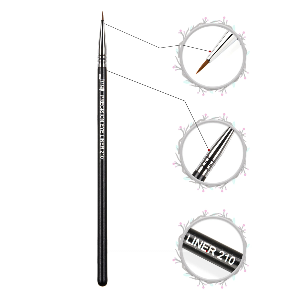 Jessup Eyeliner Brush Makeup Thin Bent Precision Angled Flat Definer Ultra Fine Pencil Precision Synthetic S151