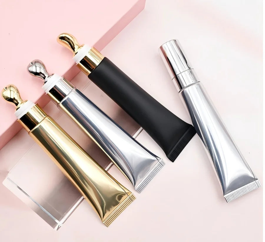 20ml Lip Gloss Tube Custom Logo Empty Squeeze Plastic Liquid Lipstick Metal Tip Lip Oil Balm Container Metal Applicator 30pcs