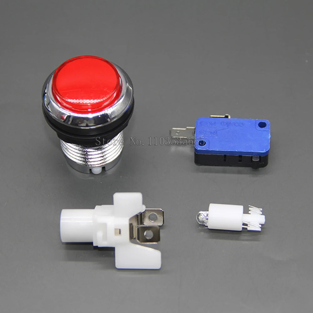 1PCS CHROME Plated illuminated arcade push button 5V 12v LED Arcade Start Push Button with microswitch for Arcade game DIY