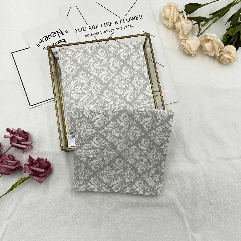 10/20pcs/Pac 2-Ply Colourful Printed Napkin High-grade European Silver Flower Wedding Folding Wine Glass Flower Paper Placemat