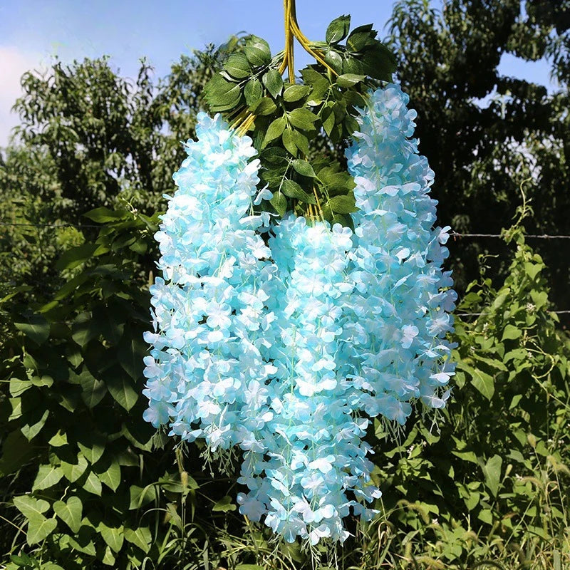 12pcs Artificial Wisteria Flowers String Hanging Garland Decor Fake Flower Outdoor Wedding Garden Arch Home Party Decoration