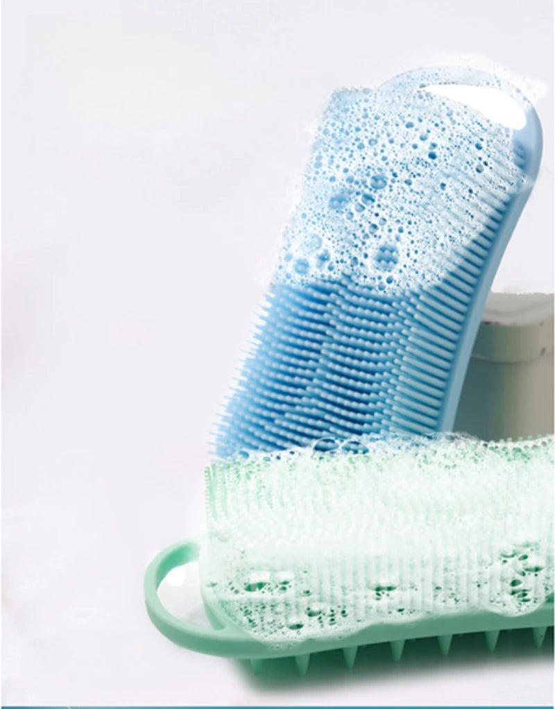 Double Sided Silicone Shower Brush 2 In 1 Exfoliating Body Brush Multi-Function Skin Cleaning Silicone Bath Brush Massage Brush
